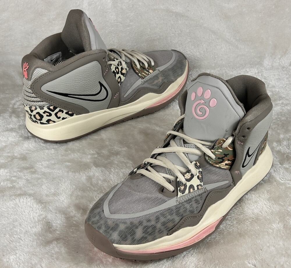 Nike Kyrie Infinity Leopard Camo Mens Size 9.5 Gray Basketball Shoes Sneakers
